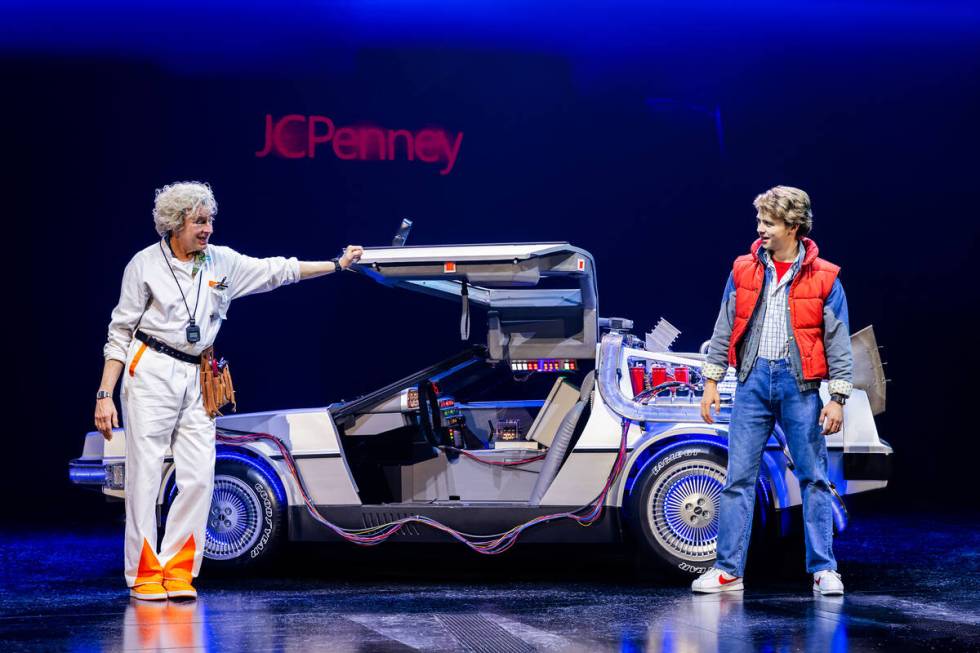 Don Stephenson as Doc Brown and Caden Brauch as Marty McFly in "Back to the Future: The Mu ...