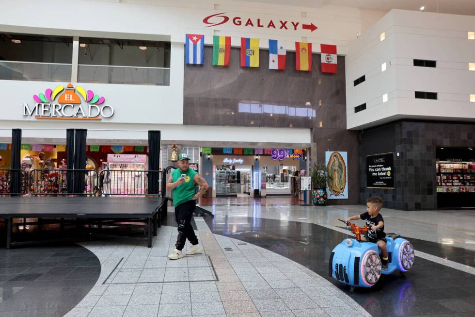 Yosniel Labarrera films his son Noah, 3, at Boulevard Mall on Maryland Parkway in Las Vegas Tue ...