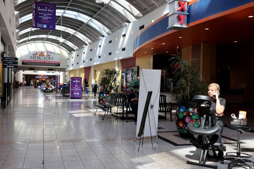 A masseuse waits for customers at Boulevard Mall on Maryland Parkway in Las Vegas Tuesday, Sept ...