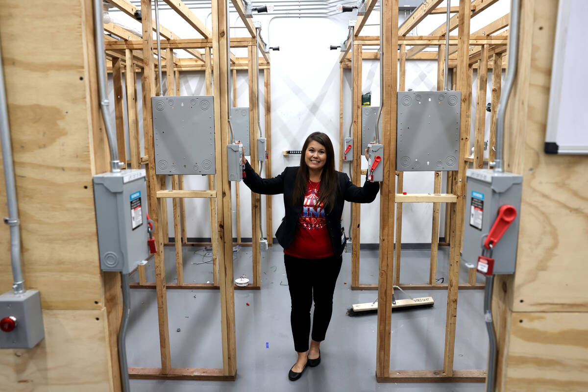 Rose White, campus president at United Education Institute Las Vegas shows the Electrician Tech ...