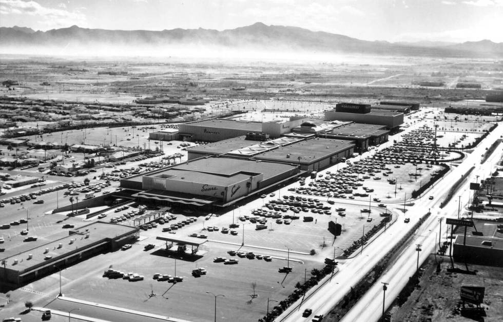 An Aerial view provides a glimpse of how the Boulevard and southeast Las Vegas appeared in 1968 ...