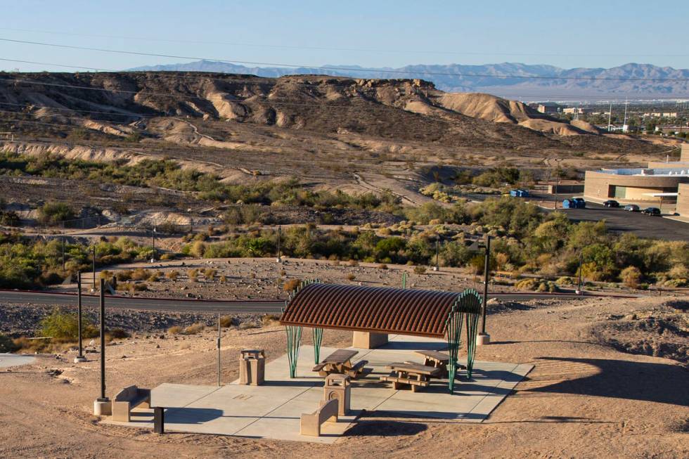 A rest area is seen at the Whitney Mesa Nature Preserve on Wednesday, Sept. 25, 2024, in Hender ...