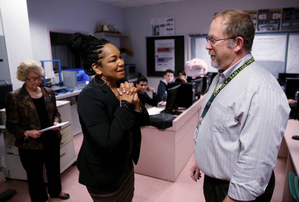 Advanced Technologies Academy teacher Richard Knoeppel, the Nevada Teacher of the Year, is cong ...