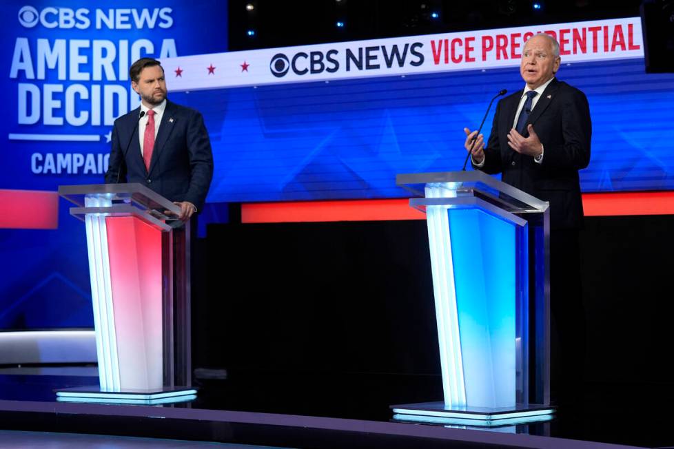 Republican vice presidential nominee Sen. JD Vance, R-Ohio, and Democratic vice presidential no ...