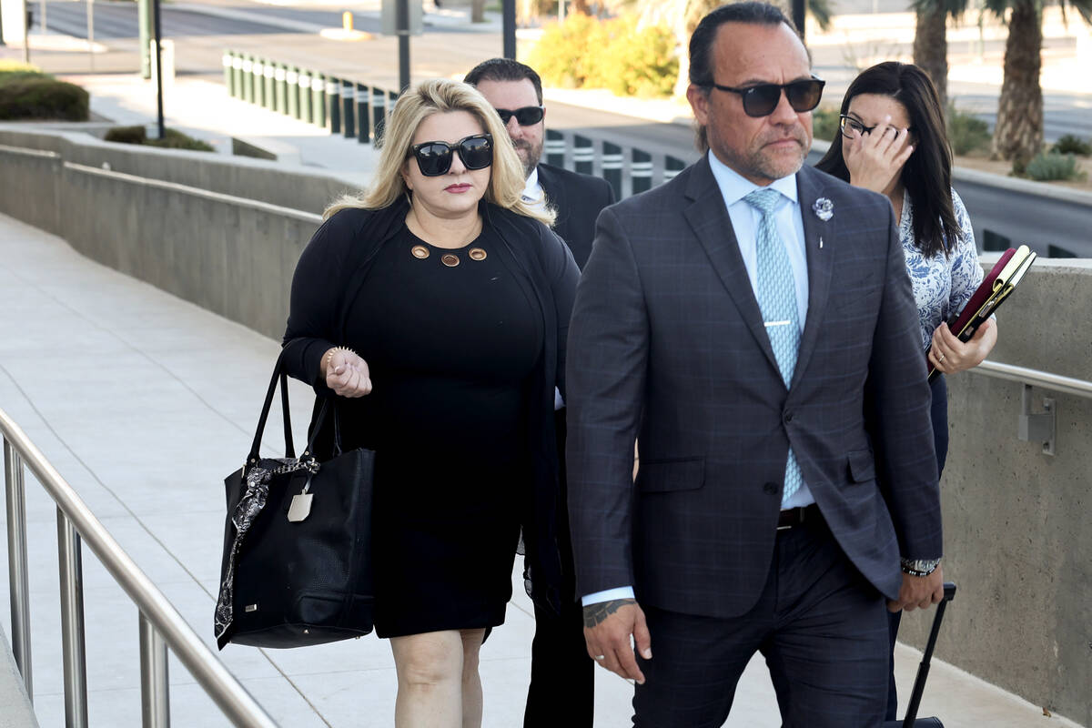 Former Las Vegas City Councilwoman Michele Fiore arrives for her wire fraud trial at the Lloyd ...