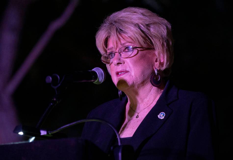 Las Vegas Mayor Carolyn G. Goodman reads the names of the victims from the events of Oct. 1, 20 ...