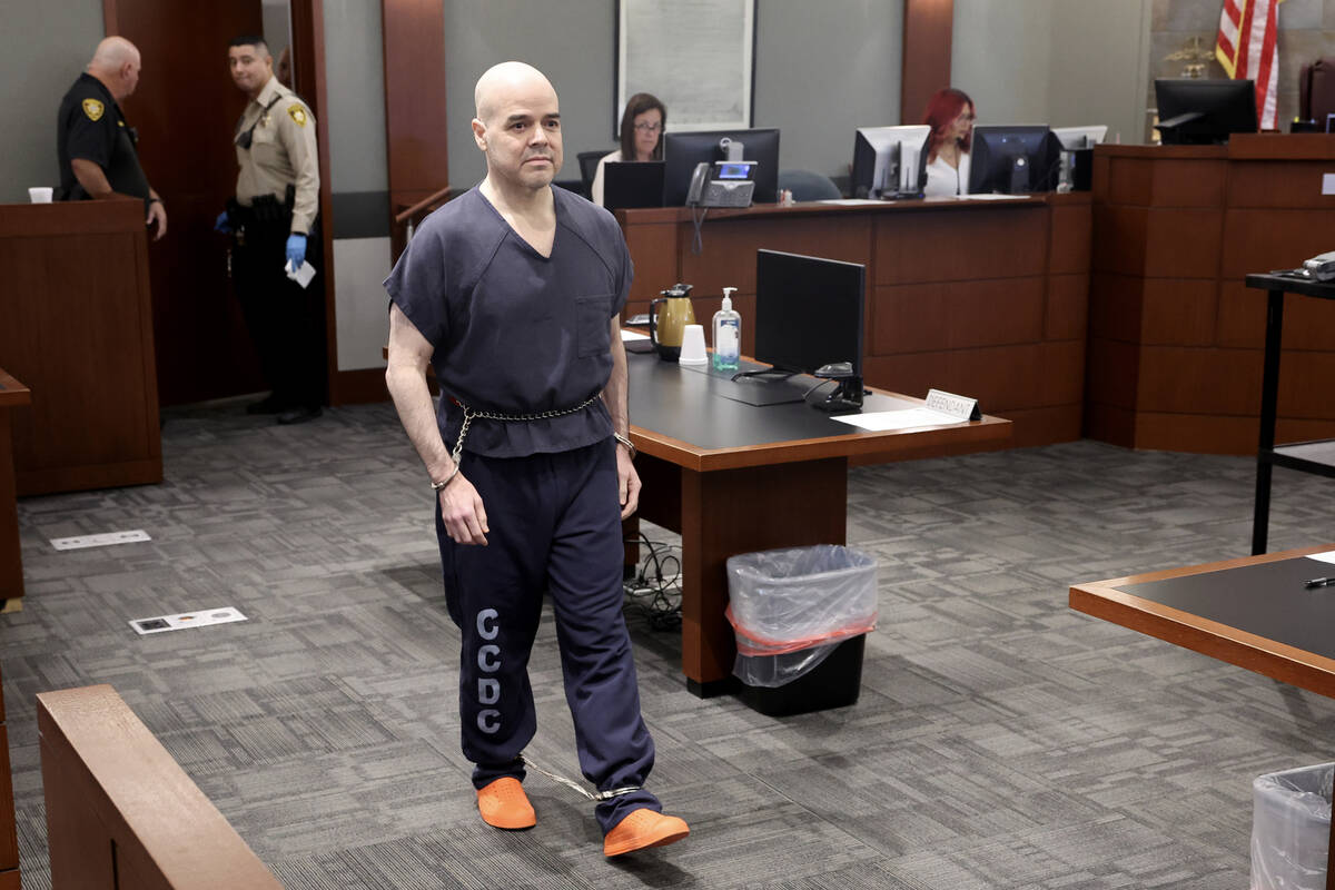 Robert Telles arrives in the courtroom for a hearing at the Regional Justice Center in Las Vega ...