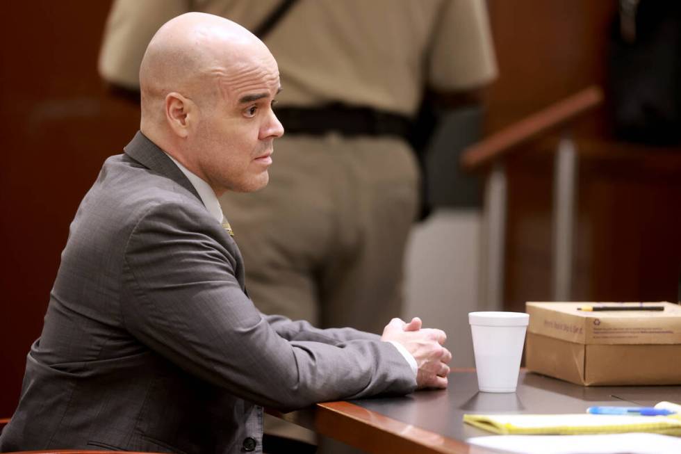 Robert Telles waits in court before the 11th day of his murder trial at the Regional Justice Ce ...