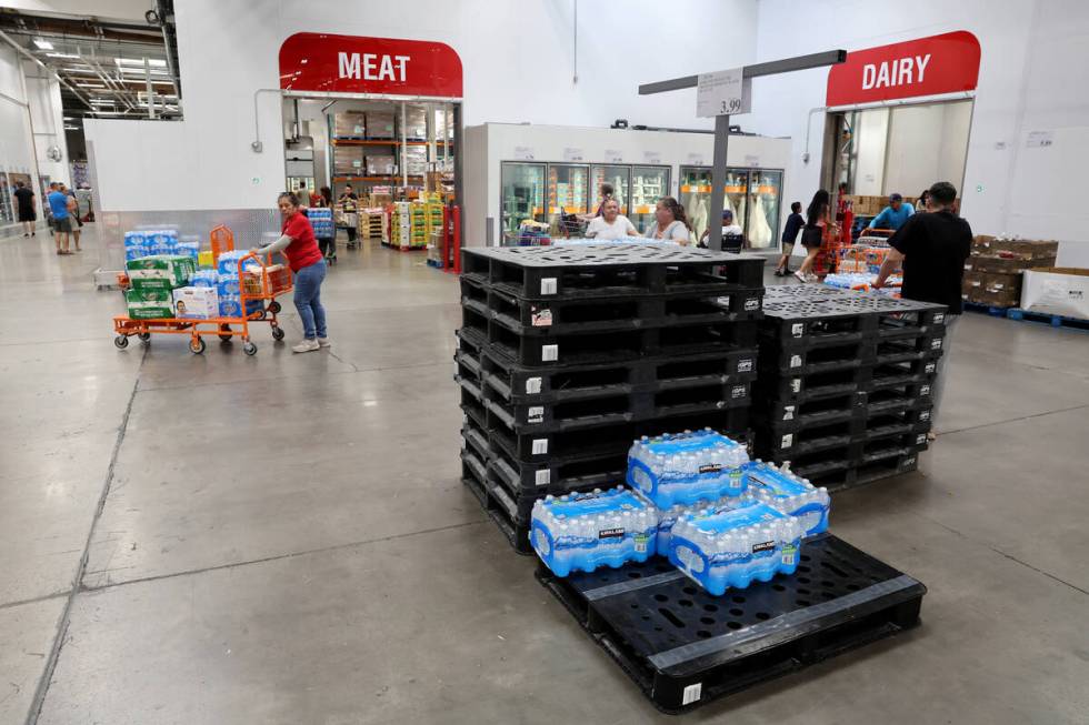 People shop in a area normally filled with water at Business Costco in Las Vegas Wednesday, Oct ...