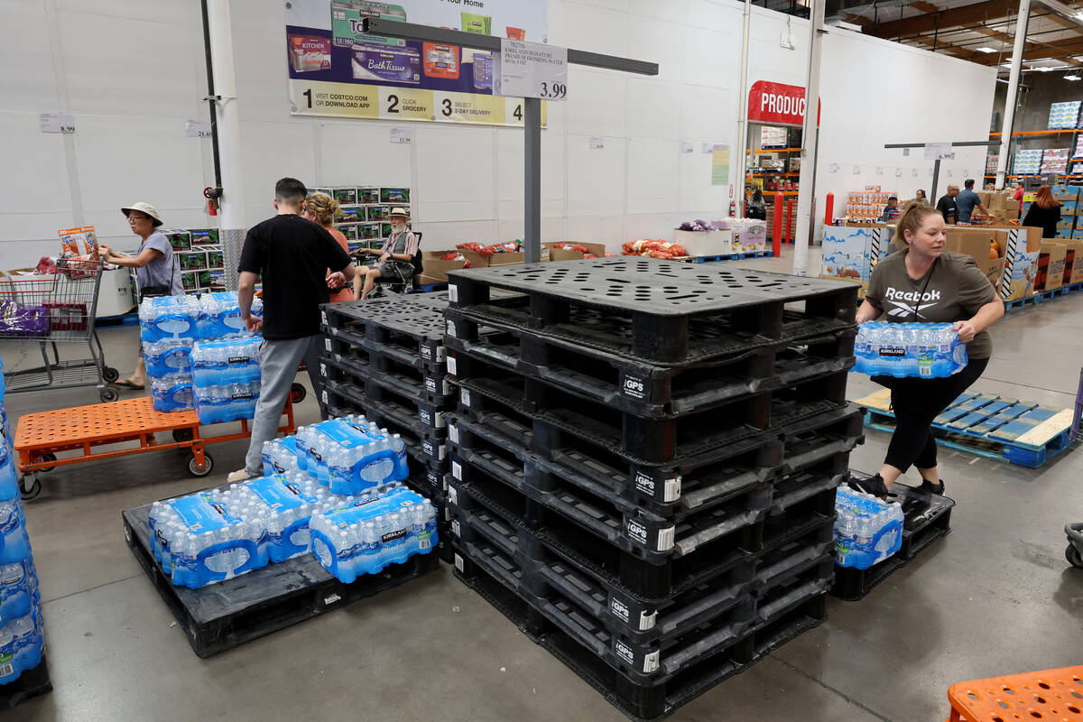 People shop in a area normally filled with water at Business Costco in Las Vegas Wednesday, Oct ...