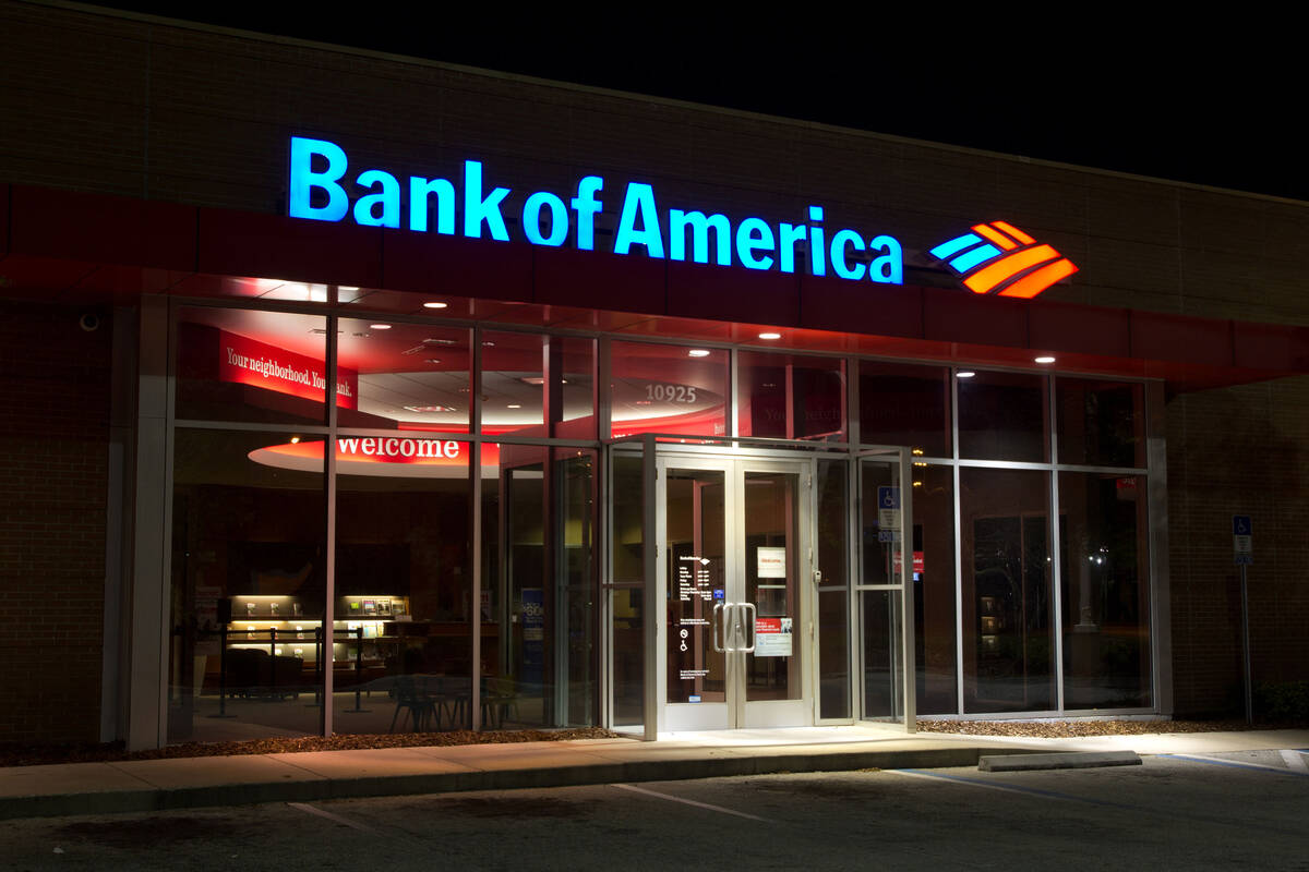 FILE - A Bank of America branch at night in Jacksonville, Florida, on March 30, 2013. (Dreamsti ...