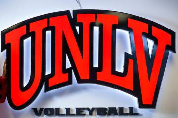 The UNLV volleyball logo is seen on Friday, May 5, 2023, in Las Vegas. (L.E. Baskow/Las Vegas R ...