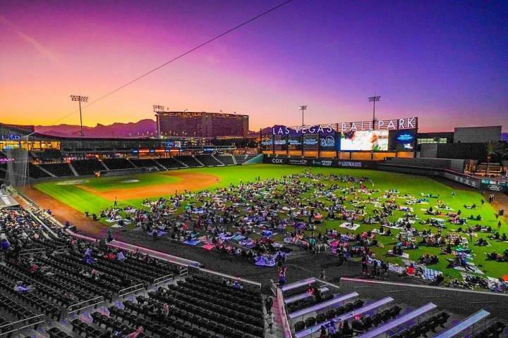 Las Vegas Ballpark is seen during a "Flicks on the Field" movie night. (Courtesy Las Vegas Ball ...