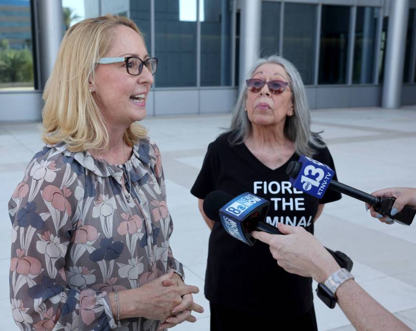 Molly Taylor, founder of the Expel Michele committee, left, and animal advocate Patricia Reid t ...