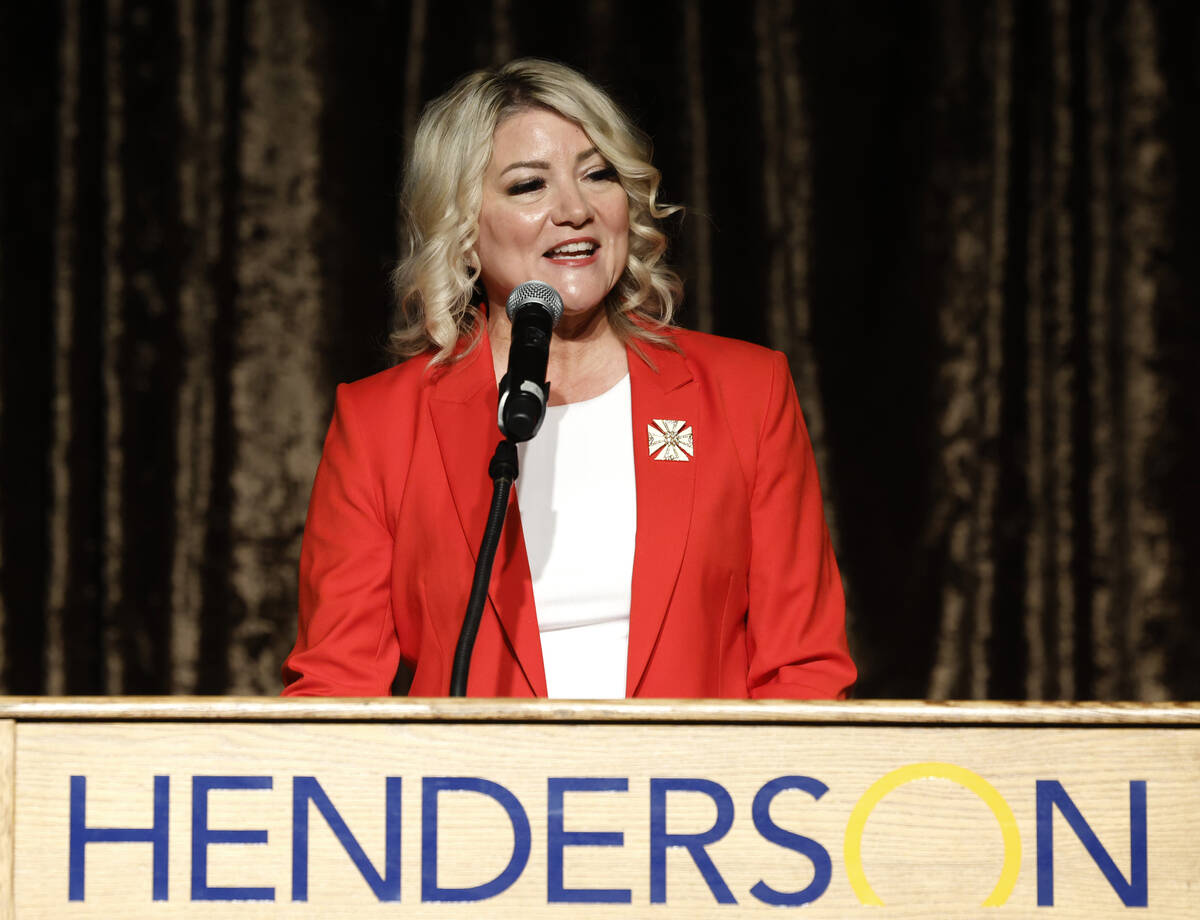 Henderson Mayor Michelle Romero delivers her State of the City address, on Thursday, Oct. 3, 20 ...