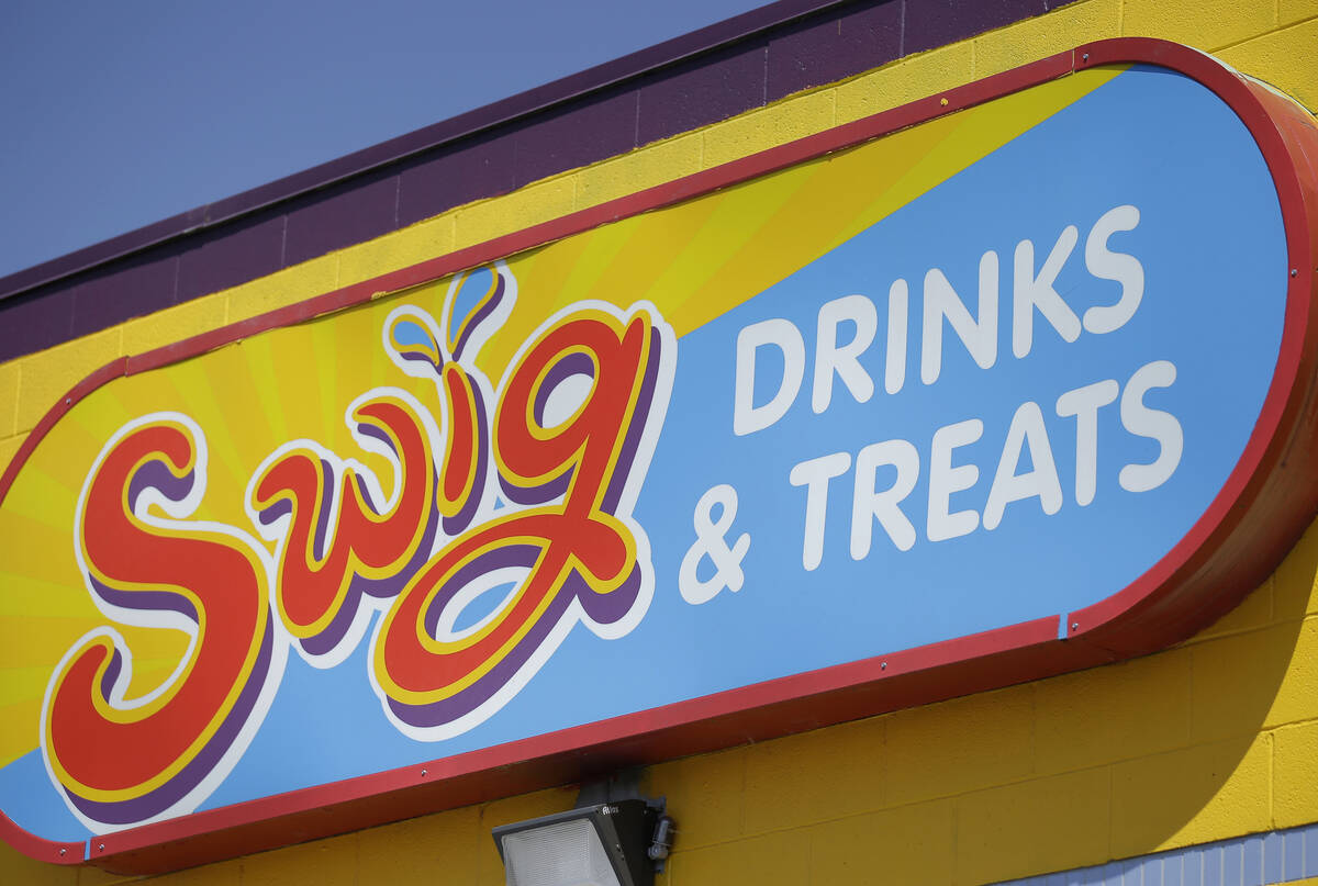 The sign on a Swig soda shop in Bountiful, Utah, is shown Aug. 4, 2016. The chain has plans to ...