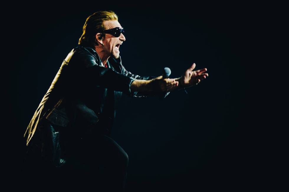 Bono performs on the opening night of U2's Sphere residency on Sept. 9, 2023. (Rich Fury)