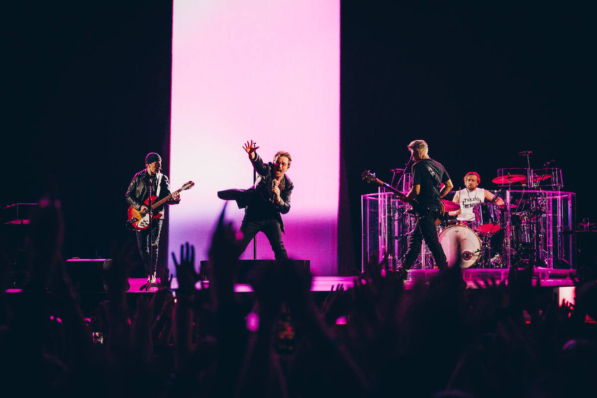 U2 performs during the band's Sphere residency on Nov. 1, 2023. (Rich Fury)