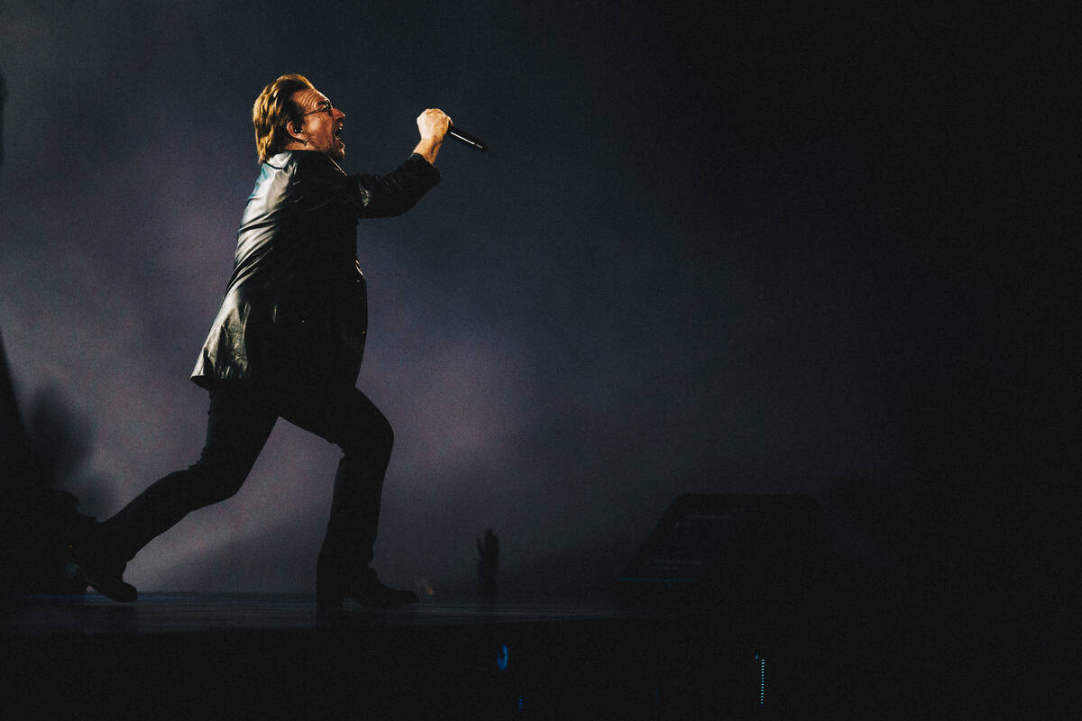 Bono performs during U2's Sphere residency on Nov. 1, 2023. (Rich Fury)