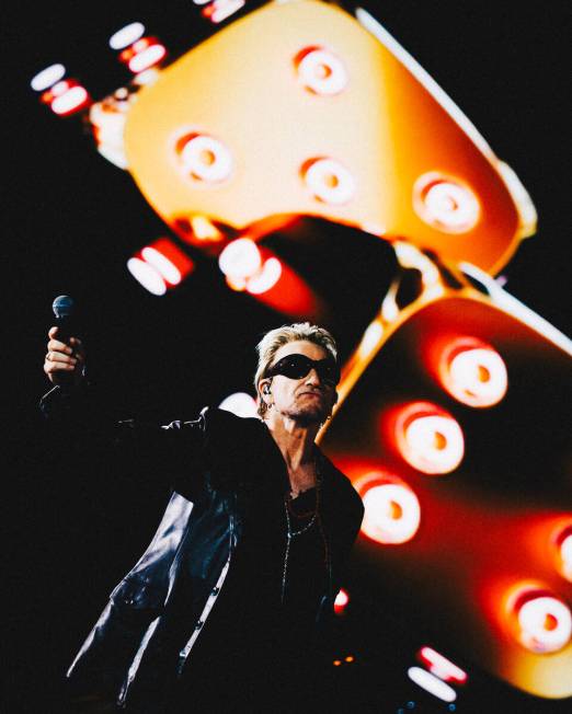 Bono performs during U2's Sphere residency on Nov. 4, 2023. (Rich Fury)