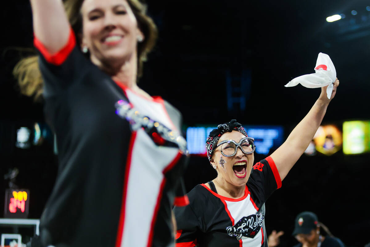 A member of the High rollers leaves the court cheering after a number during game three of a WN ...