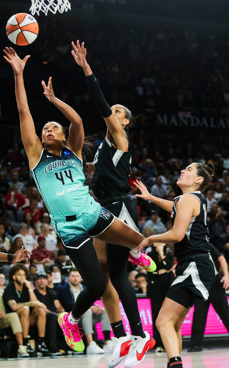 New York Liberty forward Betnijah Laney-Hamilton (44) goes up for a layup during game three of ...