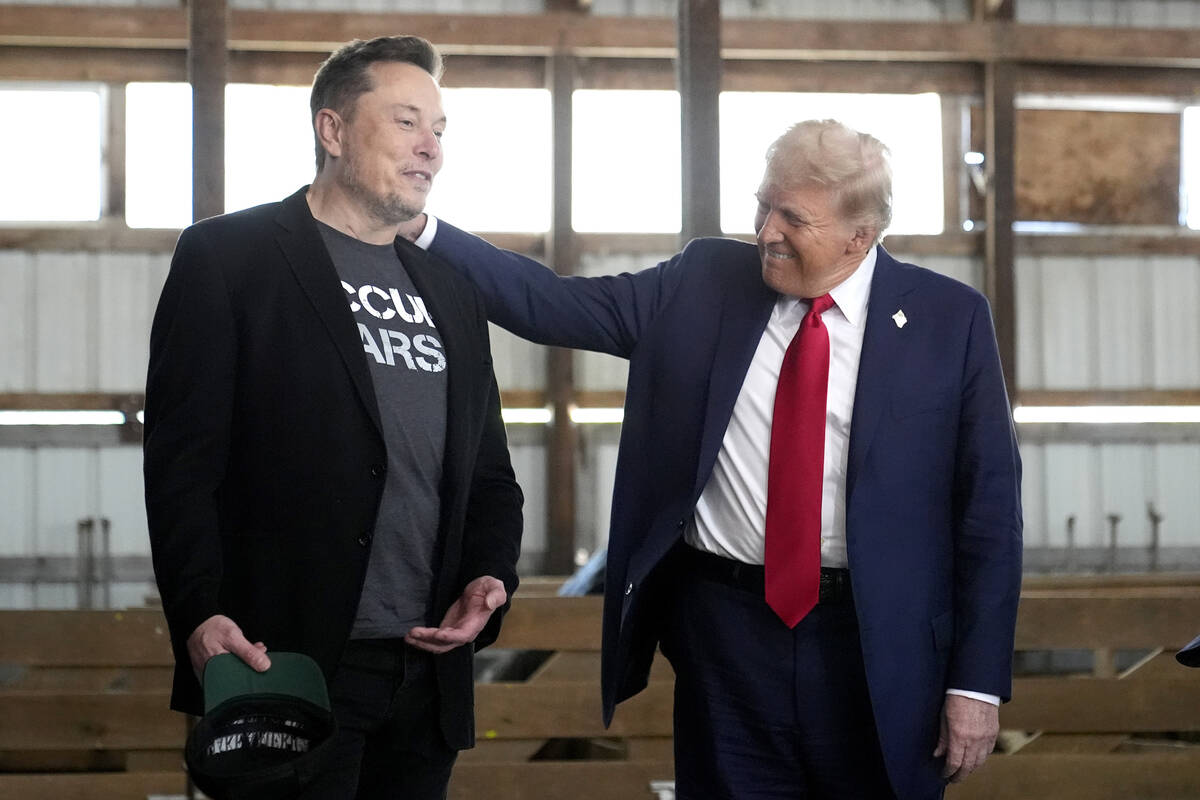 Tesla and SpaceX CEO Elon Musk, left, and Republican presidential nominee former President Dona ...