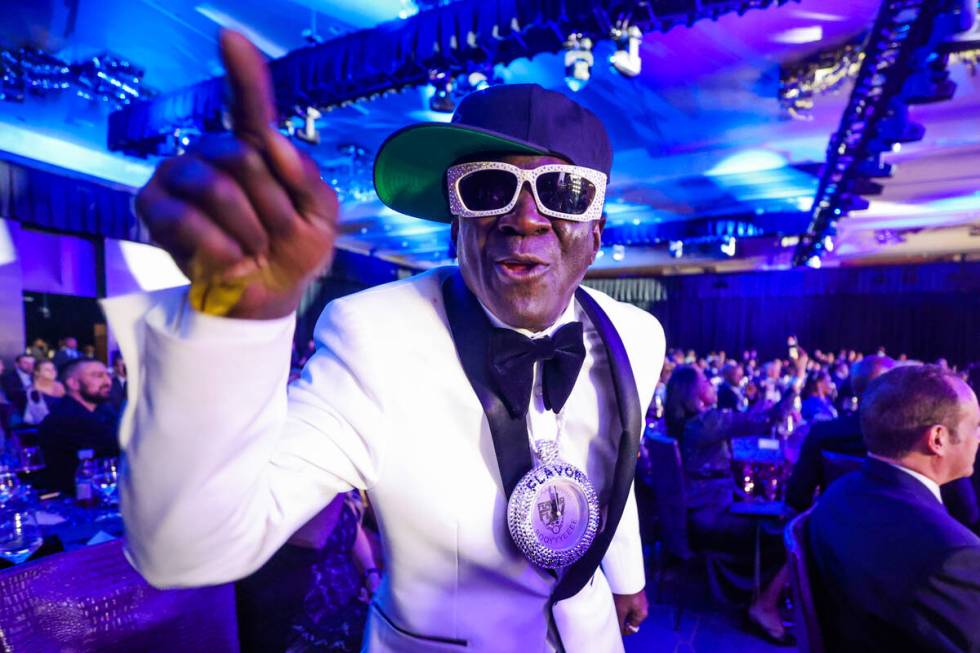 Flavor Flav dances during the Paid in Full Foundation’s Hip Hop Grandmaster Awards cerem ...