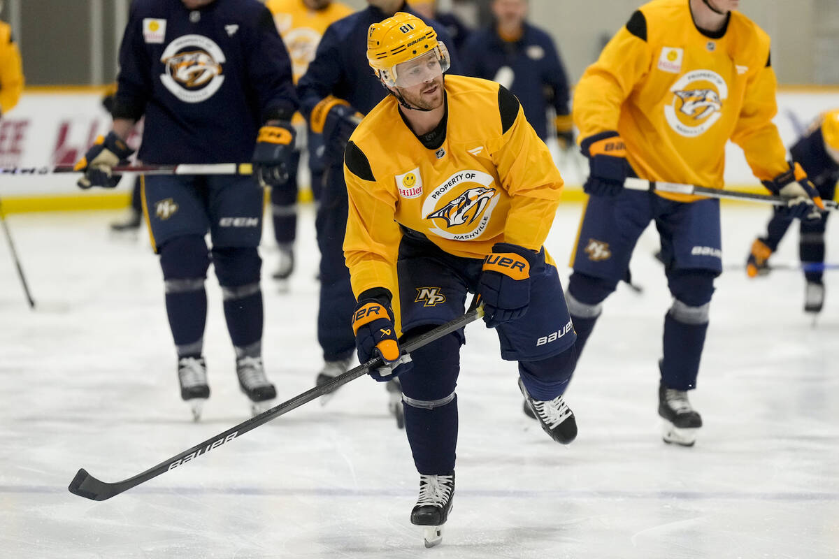 Nashville Predators forward Jonathan Marchessault (81) skates across the ice during NHL hockey ...