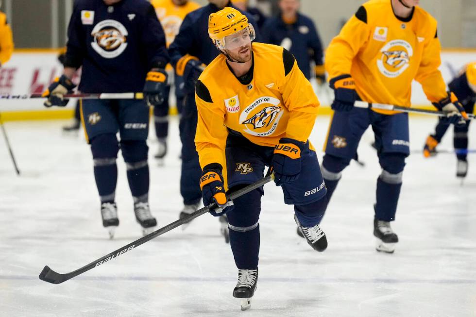 Nashville Predators forward Jonathan Marchessault (81) skates across the ice during NHL hockey ...