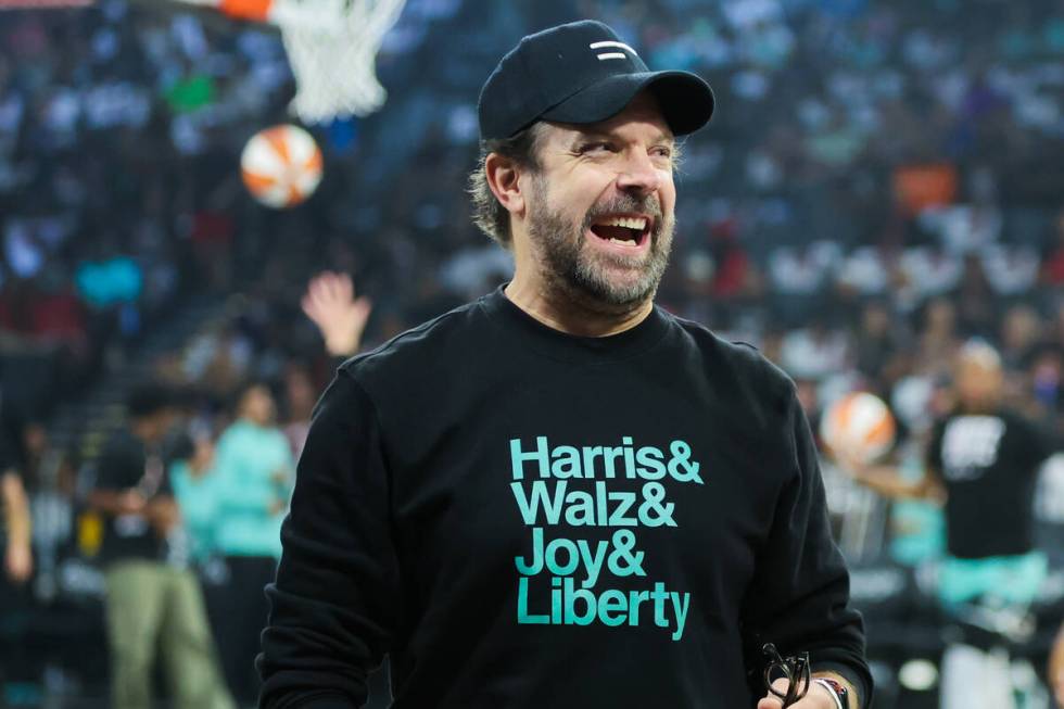 Actor Jason Sudekis is seen on the sidelines during game four of a WNBA semifinals playoff seri ...