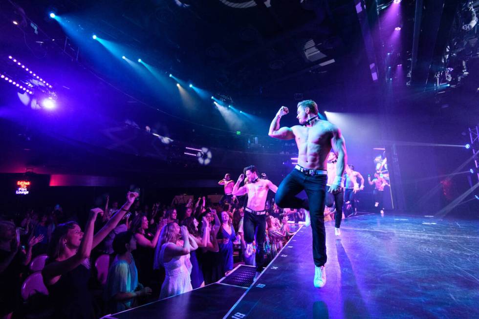 The cast of Chippendales, which has returned to the Rio, is shown in a pre-pandemic performance ...