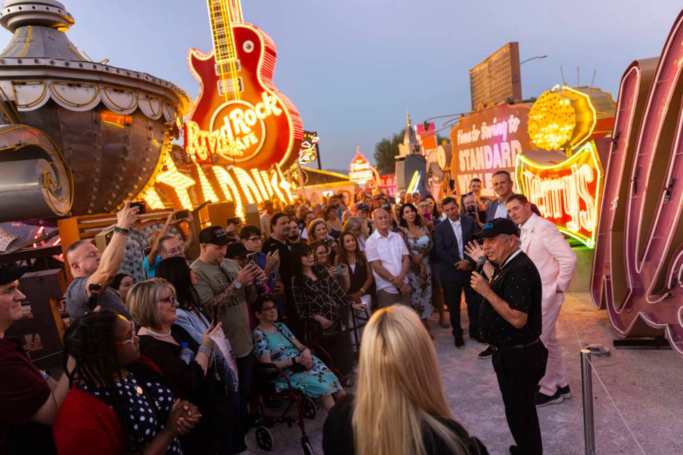 Todd Fisher, son of Debbie Reynolds, talks before the relighting of the restored "Debbie&q ...