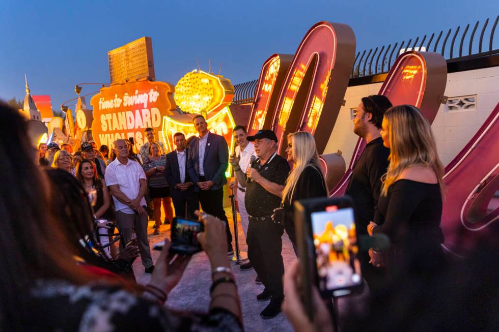 Todd Fisher, son of Debbie Reynolds, talks before the relighting of the restored "Debbie&q ...