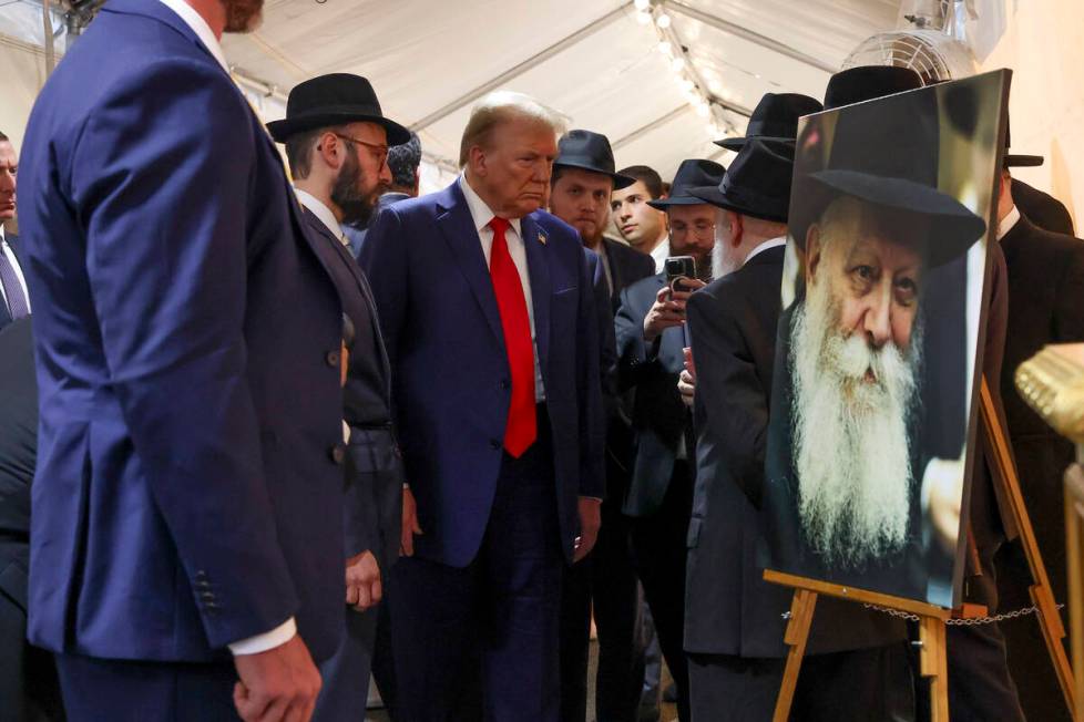 Republican presidential nominee former President Donald Trump arrives at Ohel Chabad-Lubavitch ...