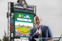 Oakland Athletics owner John Fisher announces on Thursday, April 4, 2024, that the As will temp ...