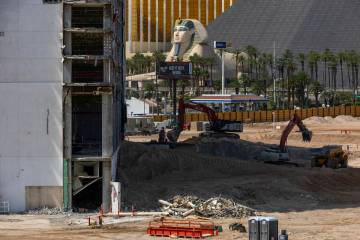 The deconstruction of the Tropicana continues by GGG Demolition, Inc., in preparation for an im ...