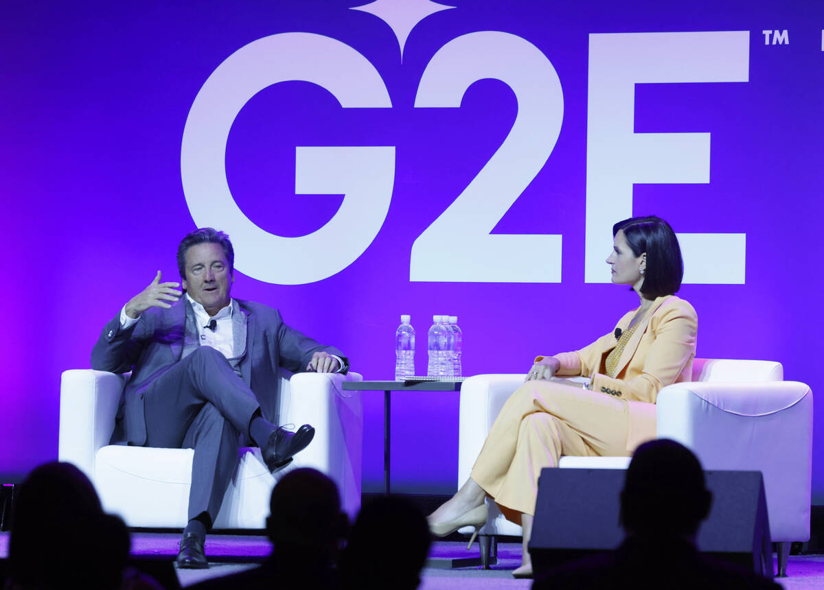 Bill Hornbuckle, MGM Resorts International CEO, speaks during a roundtable discussion as Contes ...