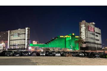 The Tropicana is shown about two hours before its implosion on Tuesday, Oct. 9, 2024. (John Kat ...