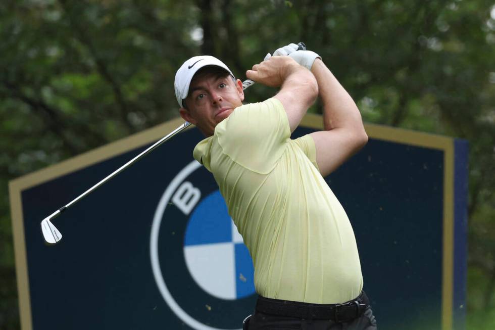 Rory McIlroy, of Northern Ireland, plays off the 5th tee during the final round of the British ...