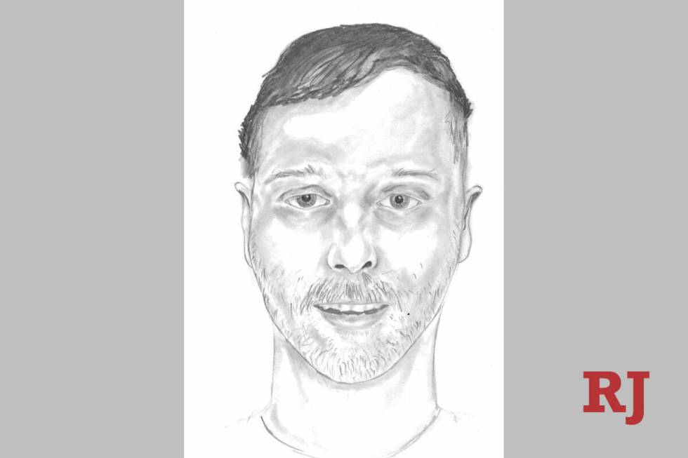 A sketch of a man who was found dead on the side of Interstate 15 near Hidden Valley Road south ...