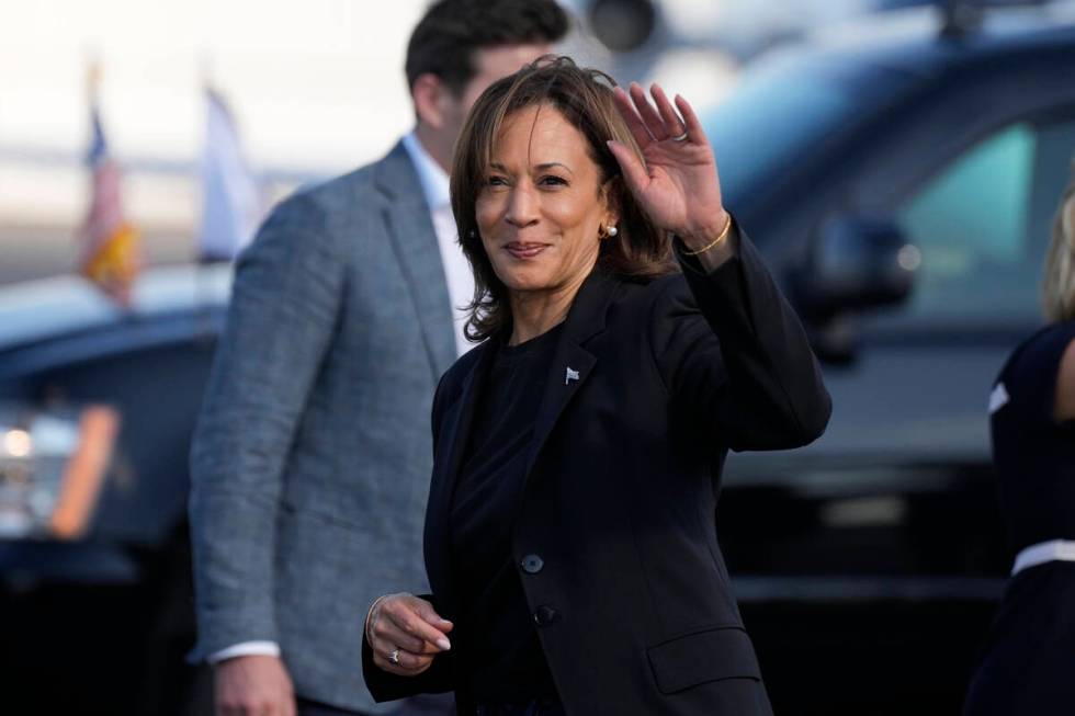 Democratic presidential nominee Vice President Kamala Harris arrives at Charlotte Douglas Inter ...