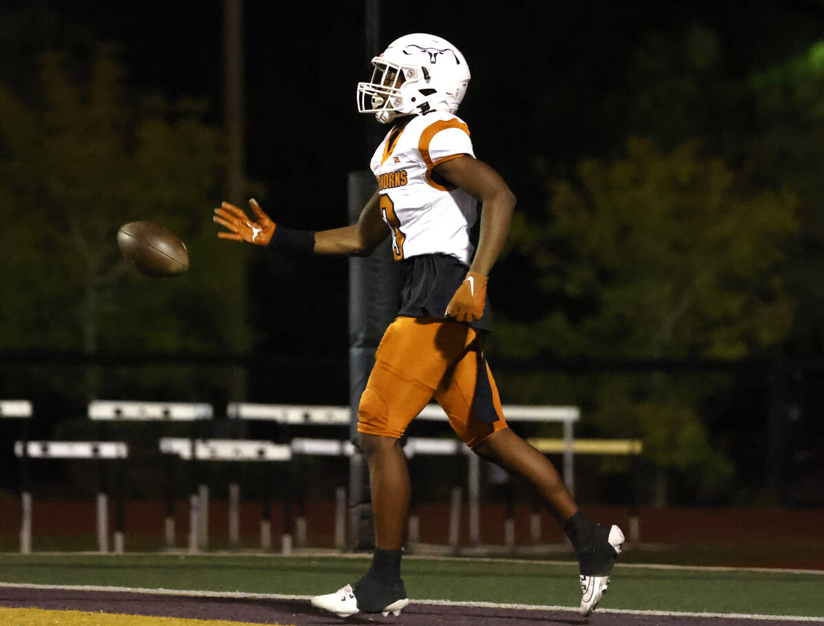 Legacy High's Caden Bridgewater(3) throws the ball back to an official after scoring a touchdow ...