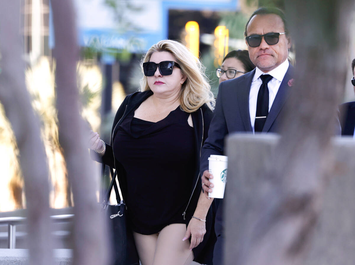 Former Las Vegas City Councilwoman Michele Fiore arrives for her wire fraud trial at the Lloyd ...