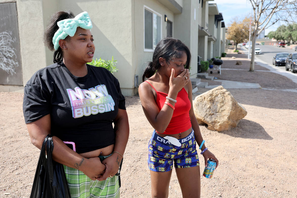 Tyneshia Robinson, 33, left, and her daughter Ty’shunna Robinson, 16, talk at the inters ...