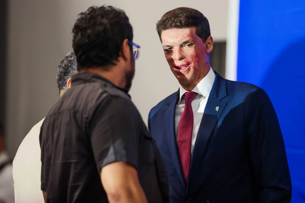 Republican senate candidate Sam Brown is seen during a Building America’s Future roundta ...