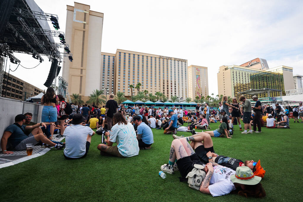 Festival attendees get some rest in before a set by Pinback during the Best Friends Forever Fes ...