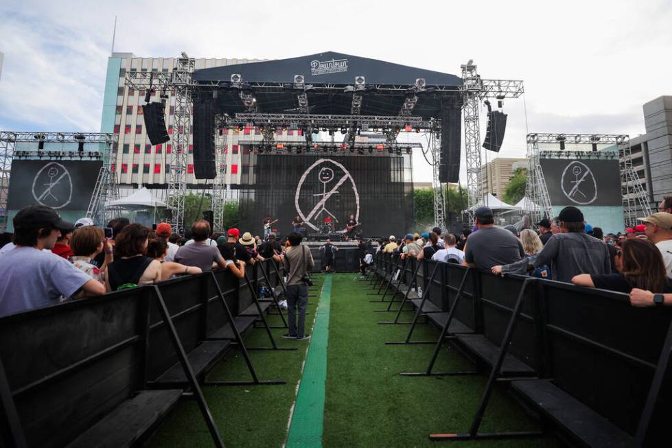 Pinback play a set during the Best Friends Forever Festival at the Downtown Las Vegas Events Ce ...