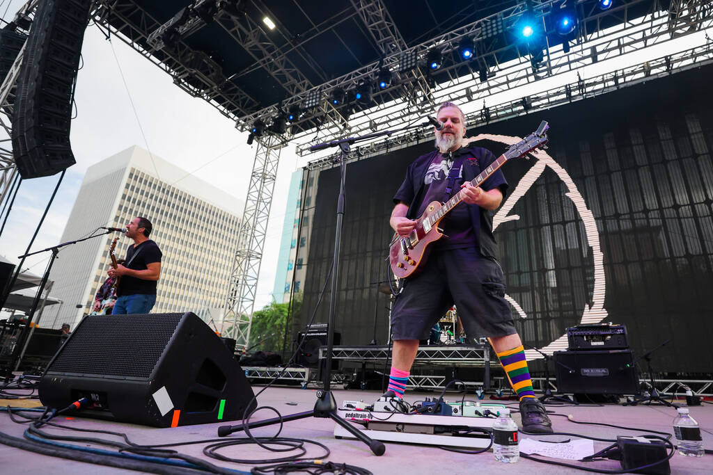 Pinback play a set during the Best Friends Forever Festival at the Downtown Las Vegas Events Ce ...