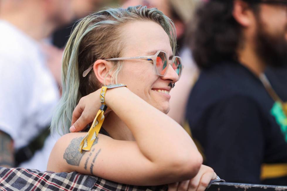 A festival attendee smiles during a Vs Self set during the Best Friends Forever Festival at the ...